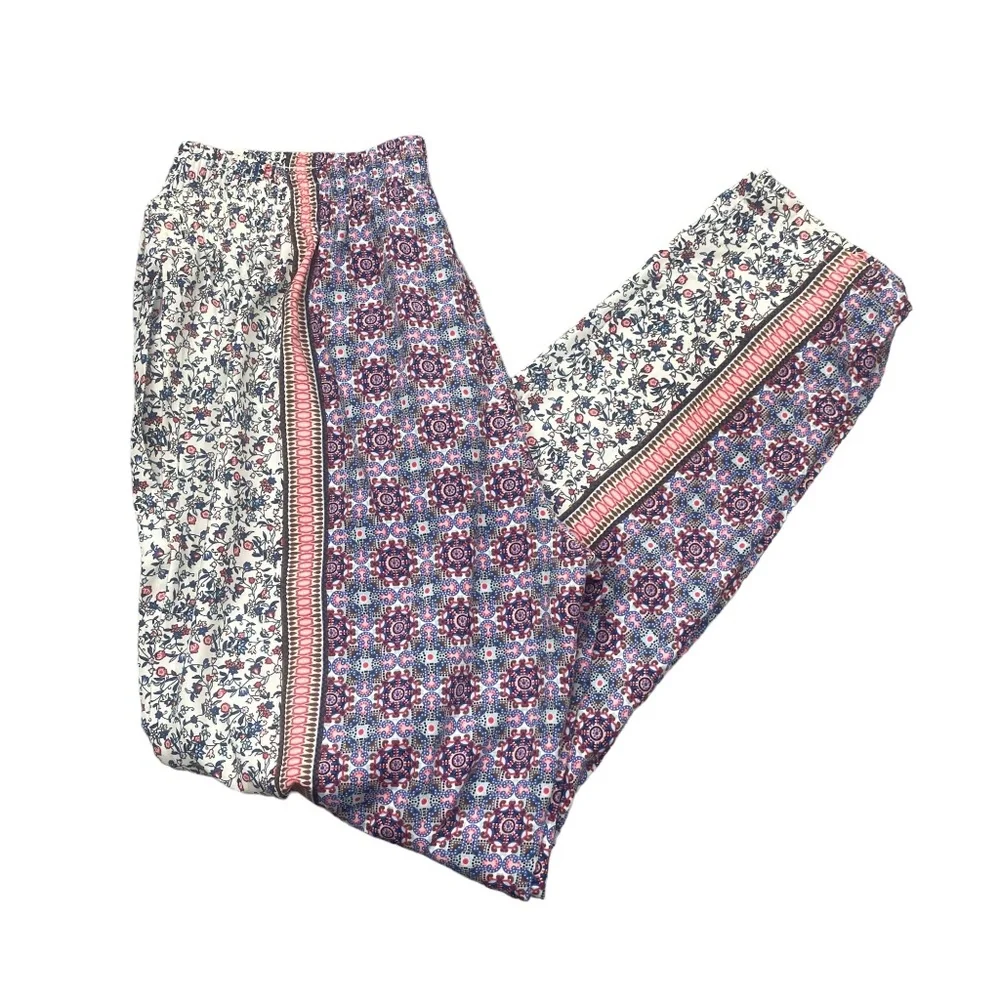 Lush‎ Medium Elastic Waist 100% Polyester India Print Pull On Pants